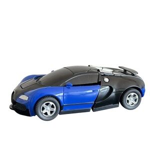 Collision Transforming Robot Car Blue Bugatti Style Transformer Vehicle